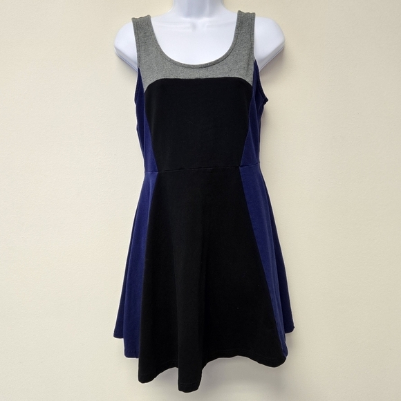 Express Color Block Skater Dess Blue L - Picture 1 of 8